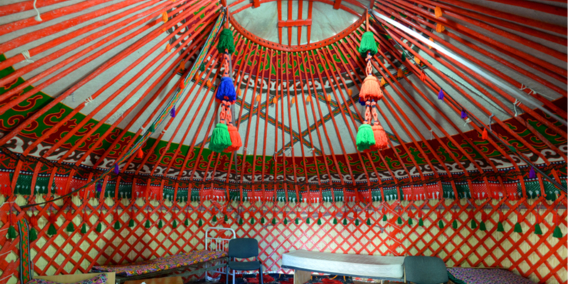 Interno di una yurta, Bokonbayevo