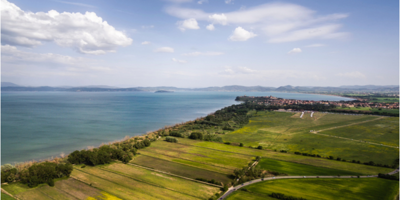 Vista aerea del Lago Trasimeno