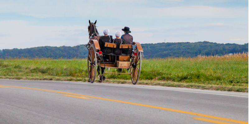 Una famiglia di Amish per le strade della Pennsylvanya