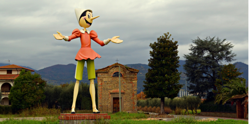 La statua di Pinocchio a Collodi